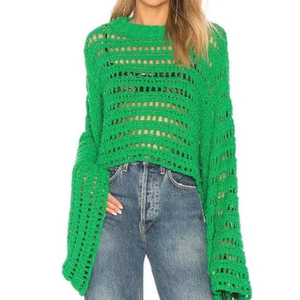 💚NWT Free People Green Flare Sweater Size S - Picture 4 of 5